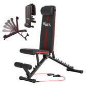 KM Fit klappbare Hantelbank Multifunktion Training Fitness Bank | 6-fach verstellbare Rückenlehne | 3-fach verstellbarer Sitz | Atmungsaktive EVA-Oberfläche | Belastbarkeit bis zu 400 kg