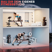XDDIAS Hantelbank Klappbar mit Beinstrecker und Preacher-Curl-Polster, Verstellbar Trainingsbank für das Heim-Fitnessstudio, Faltbare Trainingsbank, Schnell Zusammenklappbare Neigung/Neigung