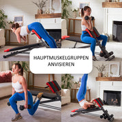 FF Finer Form Multifunktionale Hantelbank für Ganzkörpertraining - Hyper Rückenverlängerung, Römischer Stuhl, verstellbare Bauchmuskelbank, Schrägbank, Flachbank